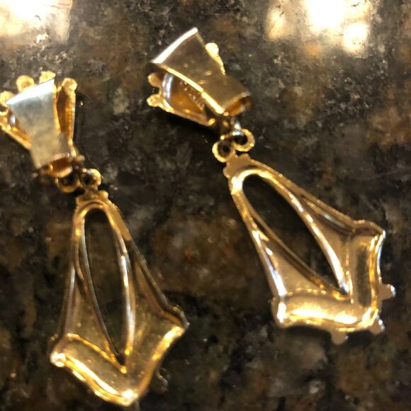 Vintage Damascene Clip Earrings Marked Spain - Picture 3 of 6